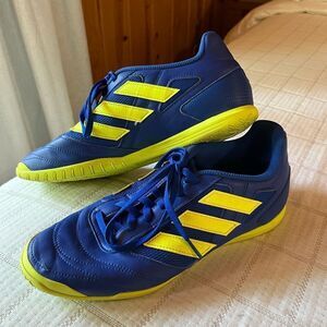 Adidas Men's Blue and Yellow Indoor Soccer Shoes